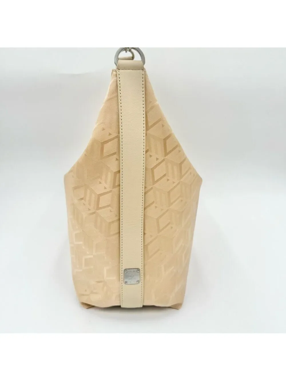 MCM Beige Monogram Hobo Bag with Removable Strap